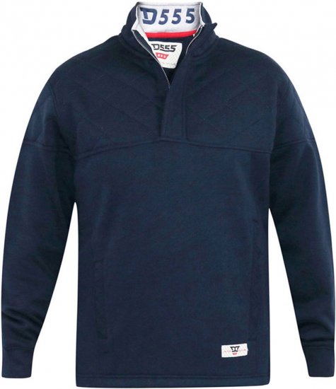 D555 SWANN Quarter Neck Sweatshirt With Quilted Top Panel Navy - Megztiniai ir džemperiai - Megztiniai ir Džemperiai - 2XL-14XL