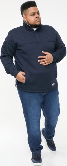 D555 SWANN Quarter Neck Sweatshirt With Quilted Top Panel Navy - Megztiniai ir džemperiai - Megztiniai ir Džemperiai - 2XL-14XL