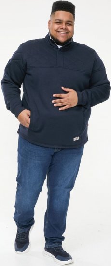D555 SWANN Quarter Neck Sweatshirt With Quilted Top Panel Navy - Megztiniai ir džemperiai - Megztiniai ir Džemperiai - 2XL-14XL