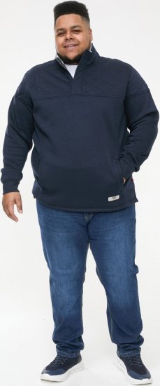 D555 SWANN Quarter Neck Sweatshirt With Quilted Top Panel Navy - Megztiniai ir džemperiai - Megztiniai ir Džemperiai - 2XL-14XL