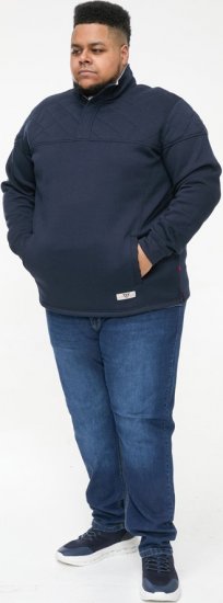 D555 SWANN Quarter Neck Sweatshirt With Quilted Top Panel Navy - Megztiniai ir džemperiai - Megztiniai ir Džemperiai - 2XL-14XL