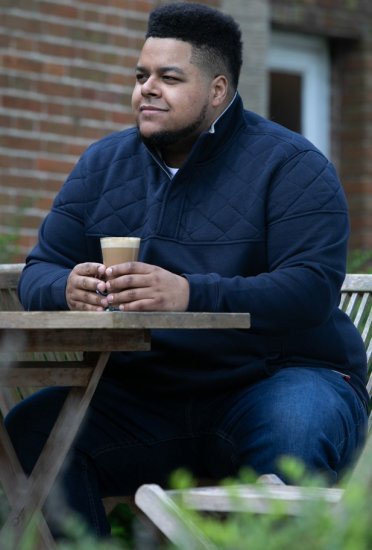 D555 SWANN Quarter Neck Sweatshirt With Quilted Top Panel Navy - Megztiniai ir džemperiai - Megztiniai ir Džemperiai - 2XL-14XL