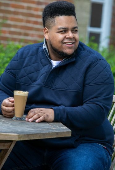 D555 SWANN Quarter Neck Sweatshirt With Quilted Top Panel Navy - Megztiniai ir džemperiai - Megztiniai ir Džemperiai - 2XL-14XL