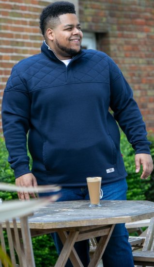 D555 SWANN Quarter Neck Sweatshirt With Quilted Top Panel Navy - Megztiniai ir džemperiai - Megztiniai ir Džemperiai - 2XL-14XL