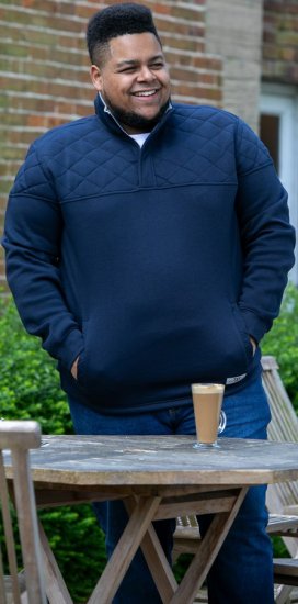 D555 SWANN Quarter Neck Sweatshirt With Quilted Top Panel Navy - Megztiniai ir džemperiai - Megztiniai ir Džemperiai - 2XL-14XL