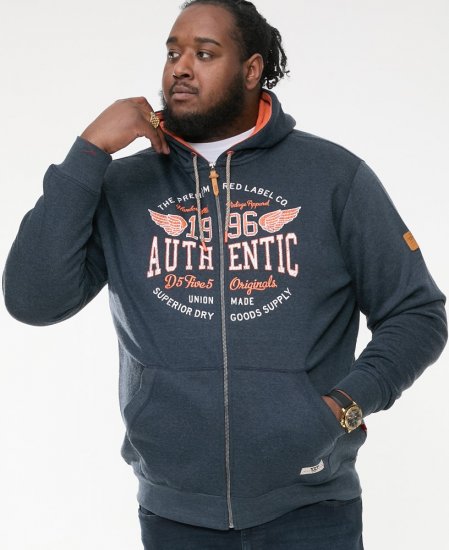 D555 HAMILTON Full Zip Hoody With Authentic 1996 Chest Print Denim - Megztiniai ir džemperiai - Megztiniai ir Džemperiai - 2XL-14XL