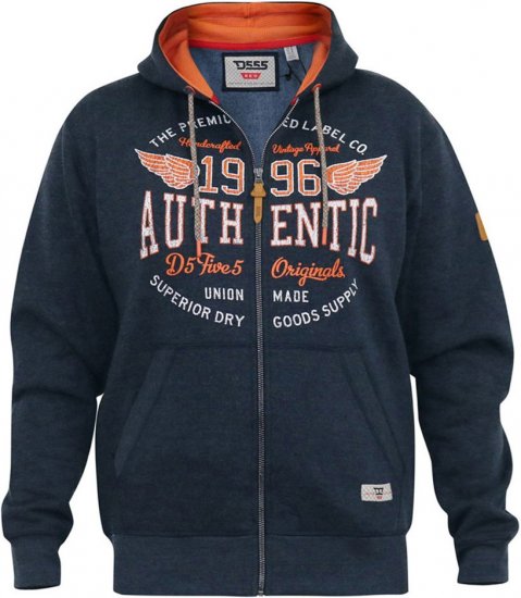 D555 HAMILTON Full Zip Hoody With Authentic 1996 Chest Print Denim - Megztiniai ir džemperiai - Megztiniai ir Džemperiai - 2XL-14XL