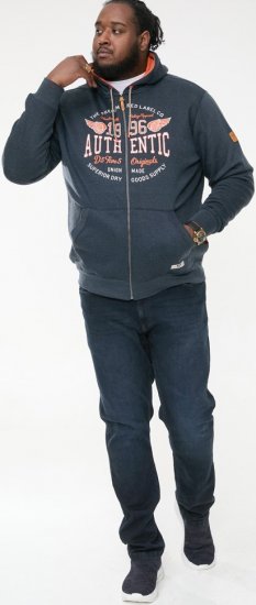 D555 HAMILTON Full Zip Hoody With Authentic 1996 Chest Print Denim - Megztiniai ir džemperiai - Megztiniai ir Džemperiai - 2XL-14XL