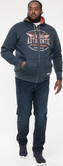 D555 HAMILTON Full Zip Hoody With Authentic 1996 Chest Print Denim - Megztiniai ir džemperiai - Megztiniai ir Džemperiai - 2XL-14XL