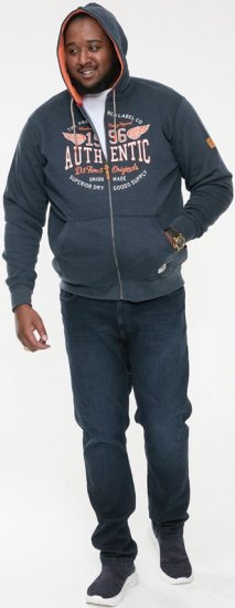 D555 HAMILTON Full Zip Hoody With Authentic 1996 Chest Print Denim - Megztiniai ir džemperiai - Megztiniai ir Džemperiai - 2XL-14XL