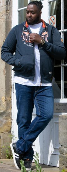 D555 HAMILTON Full Zip Hoody With Authentic 1996 Chest Print Denim - Megztiniai ir džemperiai - Megztiniai ir Džemperiai - 2XL-14XL