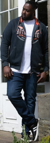 D555 HAMILTON Full Zip Hoody With Authentic 1996 Chest Print Denim - Megztiniai ir džemperiai - Megztiniai ir Džemperiai - 2XL-14XL