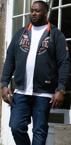 D555 HAMILTON Full Zip Hoody With Authentic 1996 Chest Print Denim - Megztiniai ir džemperiai - Megztiniai ir Džemperiai - 2XL-14XL