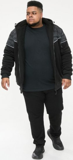 D555 HENNESSEY Zip Through Hoody With Sherpa Lining Black - Megztiniai ir džemperiai - Megztiniai ir Džemperiai - 2XL-14XL