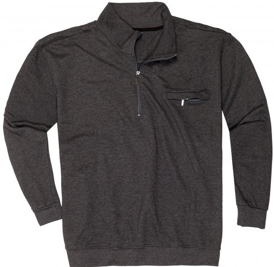 Adamo Athen Sweatshirt Half Zipper Charocal - Megztiniai ir džemperiai - Megztiniai ir Džemperiai - 2XL-14XL