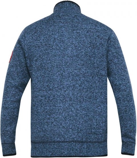 D555 ECCLES Cable Knitted Zip Through Sweater With Bonded Check Lining Denim Marl - Megztiniai ir džemperiai - Megztiniai ir Džemperiai - 2XL-14XL