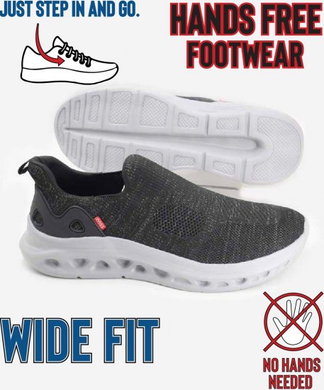 D555 Blyth 1 Kingsize Hands Free Shoes With Knitted Top Black - Vyriški batai 40-52 - 