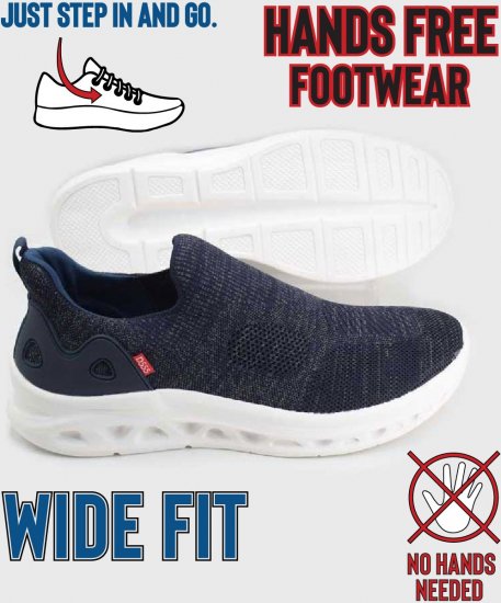 D555 Blyth 2 Kingsize Hands Free Shoes With Knitted Top Navy - Vyriški batai 40-52 - 