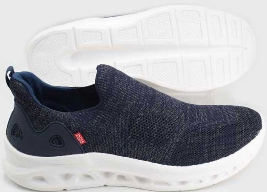 D555 Blyth 2 Kingsize Hands Free Shoes With Knitted Top Navy - Vyriški batai 40-52 - 