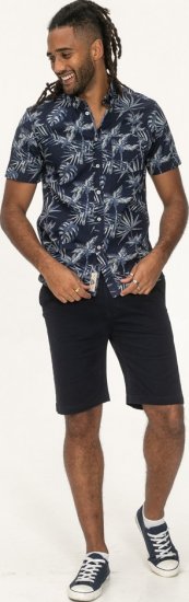 D555 Truro Hawaiian AOP Short Sleeve Button Down Collar Shirt Navy - Marškiniai - Marškiniai - 2XL-8XL