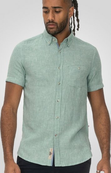 D555 Falmouth 2 Linen Mix Short Sleeve Shirt With Button Down Mint - Marškiniai - Marškiniai - 2XL-8XL