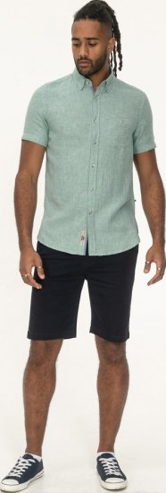 D555 Falmouth 2 Linen Mix Short Sleeve Shirt With Button Down Mint - Marškiniai - Marškiniai - 2XL-8XL