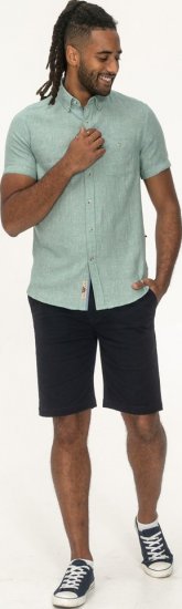 D555 Falmouth 2 Linen Mix Short Sleeve Shirt With Button Down Mint - Marškiniai - Marškiniai - 2XL-8XL