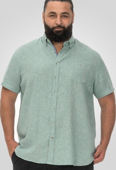 D555 Falmouth 2 Linen Mix Short Sleeve Shirt With Button Down Mint - Marškiniai - Marškiniai - 2XL-8XL