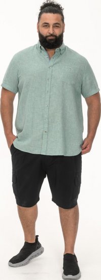 D555 Falmouth 2 Linen Mix Short Sleeve Shirt With Button Down Mint - Marškiniai - Marškiniai - 2XL-8XL
