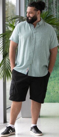 D555 Falmouth 2 Linen Mix Short Sleeve Shirt With Button Down Mint - Marškiniai - Marškiniai - 2XL-8XL