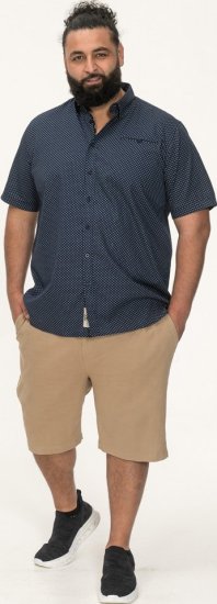 D555 Norwich Short Sleeve Micro AOP Shirt With Hidden Button Down Navy - Marškiniai - Marškiniai - 2XL-8XL