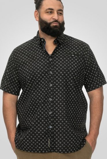 D555 Matlock Short Sleeve AOP Shirt With Hidden Button Down Black - Marškiniai - Marškiniai - 2XL-8XL