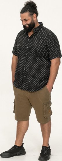 D555 Matlock Short Sleeve AOP Shirt With Hidden Button Down Black - Marškiniai - Marškiniai - 2XL-8XL