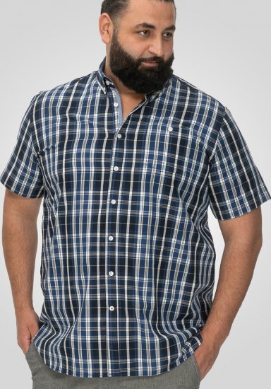 D555 Walsall Button Down Collar Short Sleeve Shirt Navy Shirt - Marškiniai - Marškiniai - 2XL-8XL