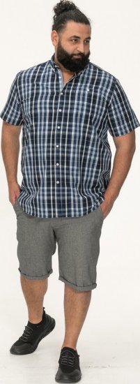 D555 Walsall Button Down Collar Short Sleeve Shirt Navy Shirt - Marškiniai - Marškiniai - 2XL-8XL