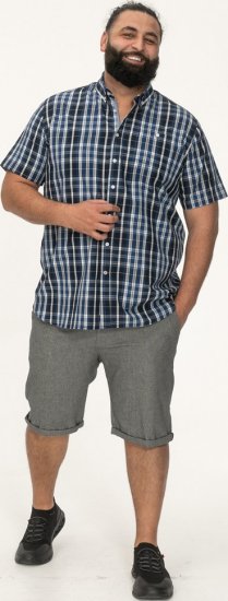 D555 Walsall Button Down Collar Short Sleeve Shirt Navy Shirt - Marškiniai - Marškiniai - 2XL-8XL
