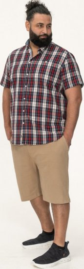 D555 Shields Button Down Collar Short Sleeve Shirt With Pocket Red Check - Marškiniai - Marškiniai - 2XL-8XL