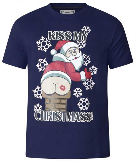D555 Naughty X-mas T-shirt Navy - Marškinėliai - Marškinėliai - 2XL-14XL