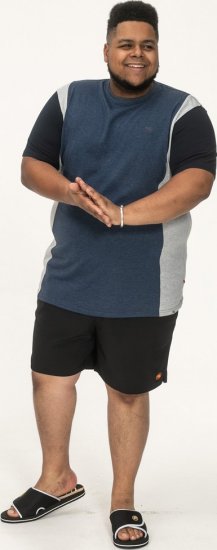 D555 Neath Cut And Sew Crew Neck T-Shirt Denim - Marškinėliai - Marškinėliai - 2XL-14XL