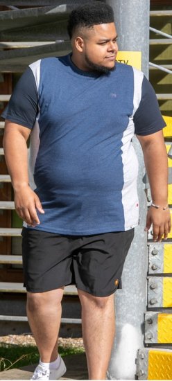 D555 Neath Cut And Sew Crew Neck T-Shirt Denim - Marškinėliai - Marškinėliai - 2XL-14XL