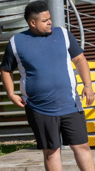 D555 Neath Cut And Sew Crew Neck T-Shirt Denim - Marškinėliai - Marškinėliai - 2XL-14XL