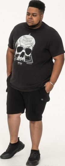 D555 Hucknall Skull Monochrome Printed Crew Neck T-shirt Washed Black - Marškinėliai - Marškinėliai - 2XL-14XL