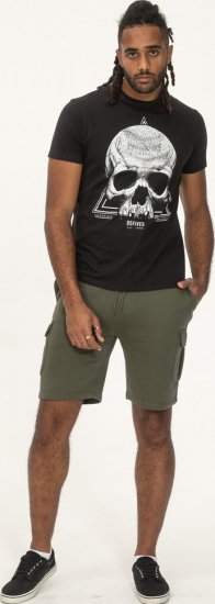 D555 Hucknall Skull Monochrome Printed Crew Neck T-shirt Washed Black - Marškinėliai - Marškinėliai - 2XL-14XL