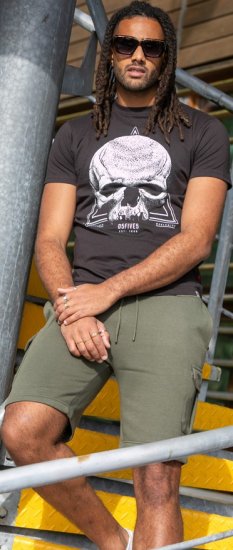 D555 Hucknall Skull Monochrome Printed Crew Neck T-shirt Washed Black - Marškinėliai - Marškinėliai - 2XL-14XL