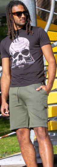 D555 Hucknall Skull Monochrome Printed Crew Neck T-shirt Washed Black - Marškinėliai - Marškinėliai - 2XL-14XL