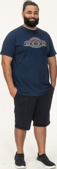 D555 Cheltenham Record With Reflection Printed T-shirt French Navy - Marškinėliai - Marškinėliai - 2XL-14XL