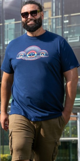 D555 Cheltenham Record With Reflection Printed T-shirt French Navy - Marškinėliai - Marškinėliai - 2XL-14XL