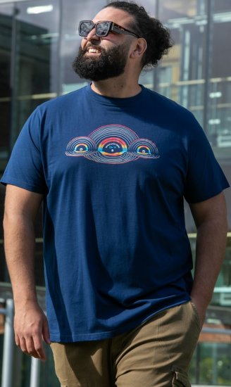 D555 Cheltenham Record With Reflection Printed T-shirt French Navy - Marškinėliai - Marškinėliai - 2XL-14XL