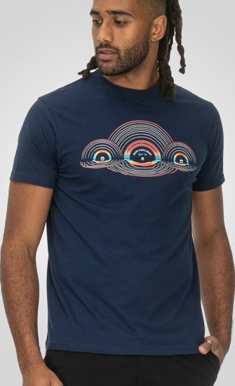 D555 Cheltenham Record With Reflection Printed T-shirt French Navy - Marškinėliai - Marškinėliai - 2XL-14XL