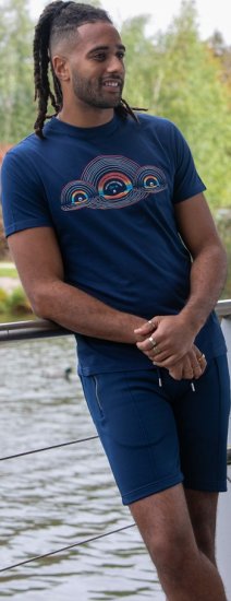 D555 Cheltenham Record With Reflection Printed T-shirt French Navy - Marškinėliai - Marškinėliai - 2XL-14XL